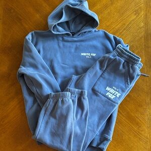 White Fox Blue Hoodie and Joggers Set Size Small